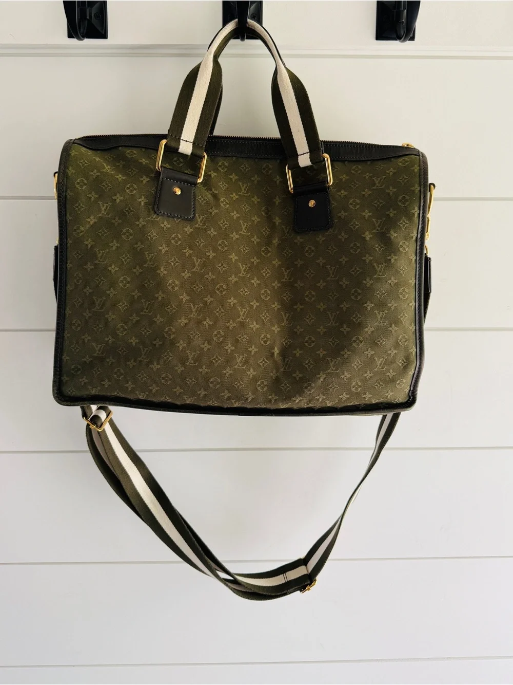 Louis Vuitton Olive Green Monogram Canvas Mini Lin Mary Kate Briefcase